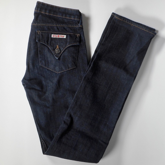 Hudson Carly Signature 25 Straight Leg  Dark Wash Lisbon Jeans Flap Pockets - Picture 2 of 11